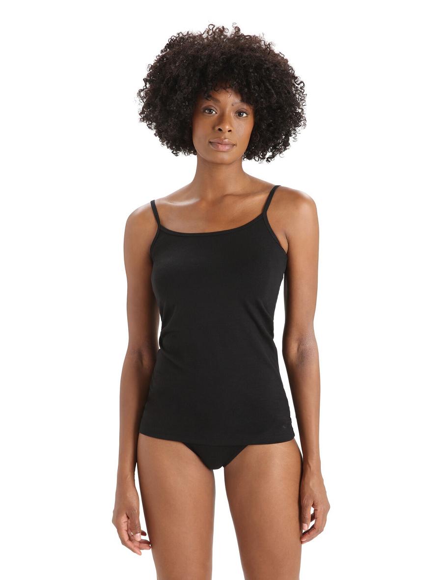 Bielizny Icebreaker Merino Siren Cami Singlet Damskie Czarne | PL 1248HAPK